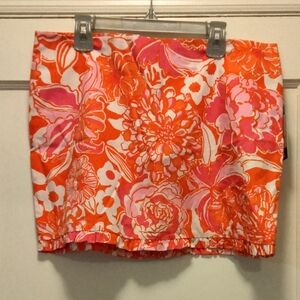 (tiny holes!) size 6 LILLY PULITZER Callie mini skirt tango orange & hopper pink